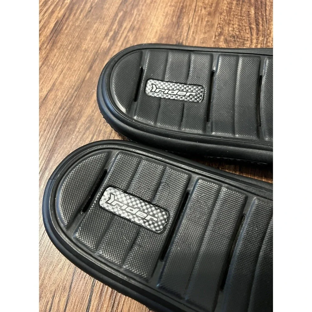 Rider Men's Slide Sandals Size 13/47 All Rubber  Black/White Summer Beach